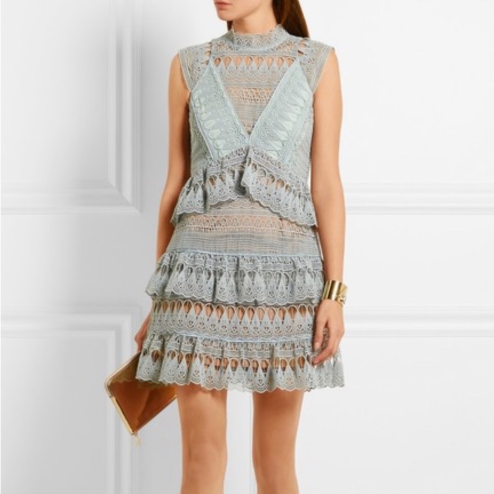 Self Portrait Light Green Dress Lace Size 4